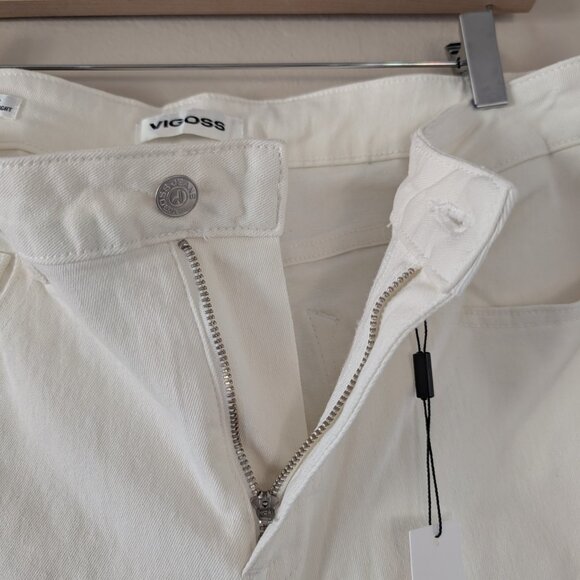NWT Vigoss Stevie Crop Straight Jeans White Raw Hem Women's Ankle Stretch Sz 31 - Picture 8 of 13